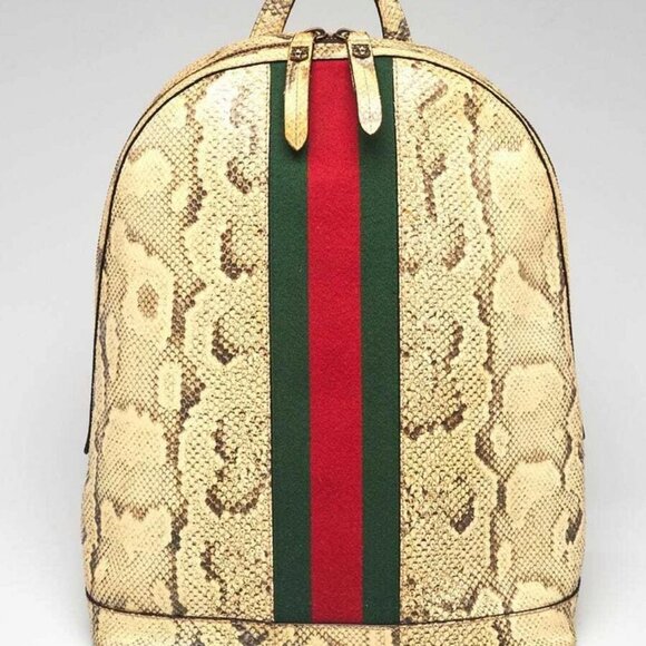 Gucci Off-White Python Animalier Vintage Web Backpack Bag - Picture 1 of 11